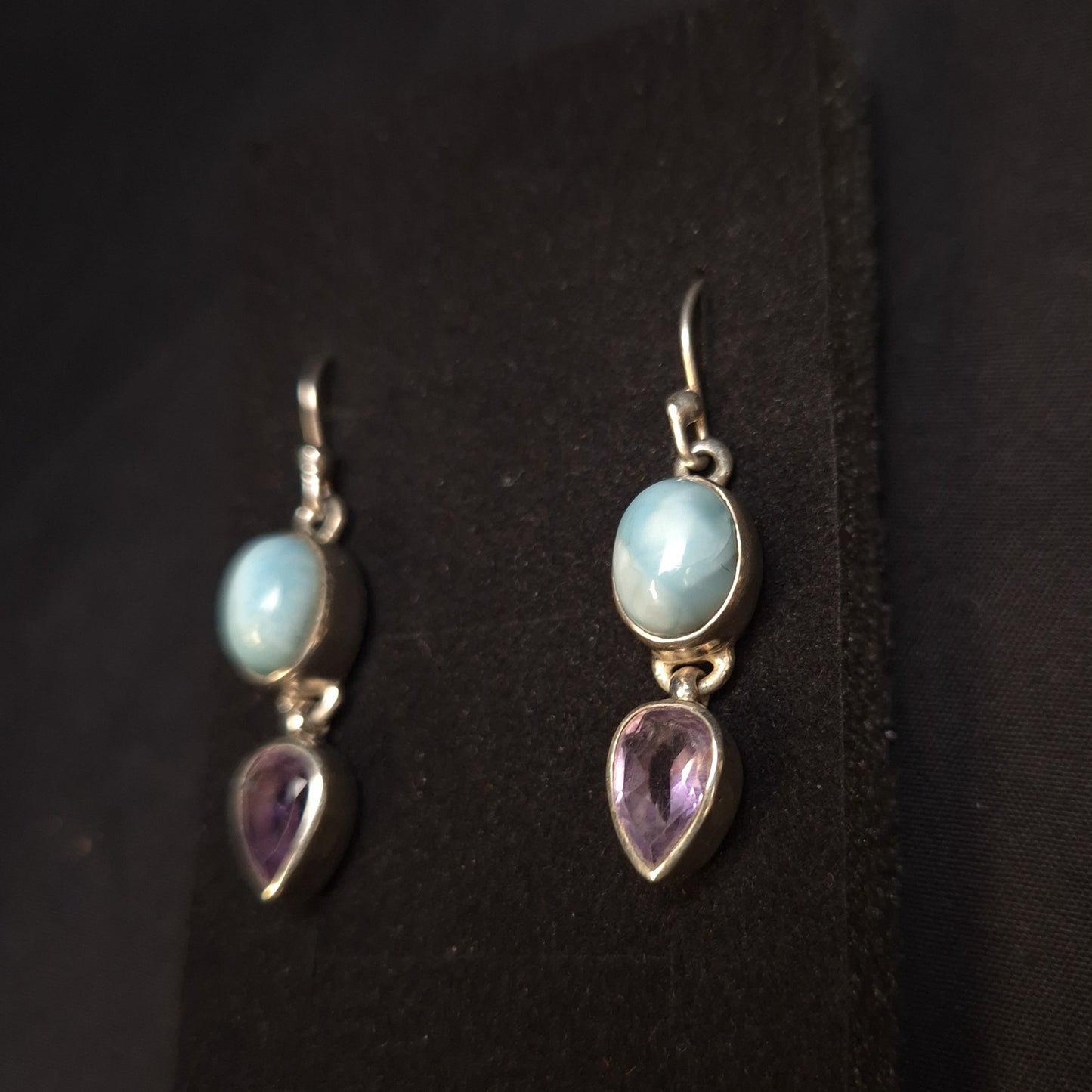 LARIMAR & AMETHYST EARRINGS