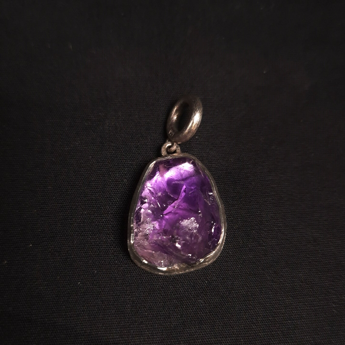 Brushed Silver Amethyst Pendant