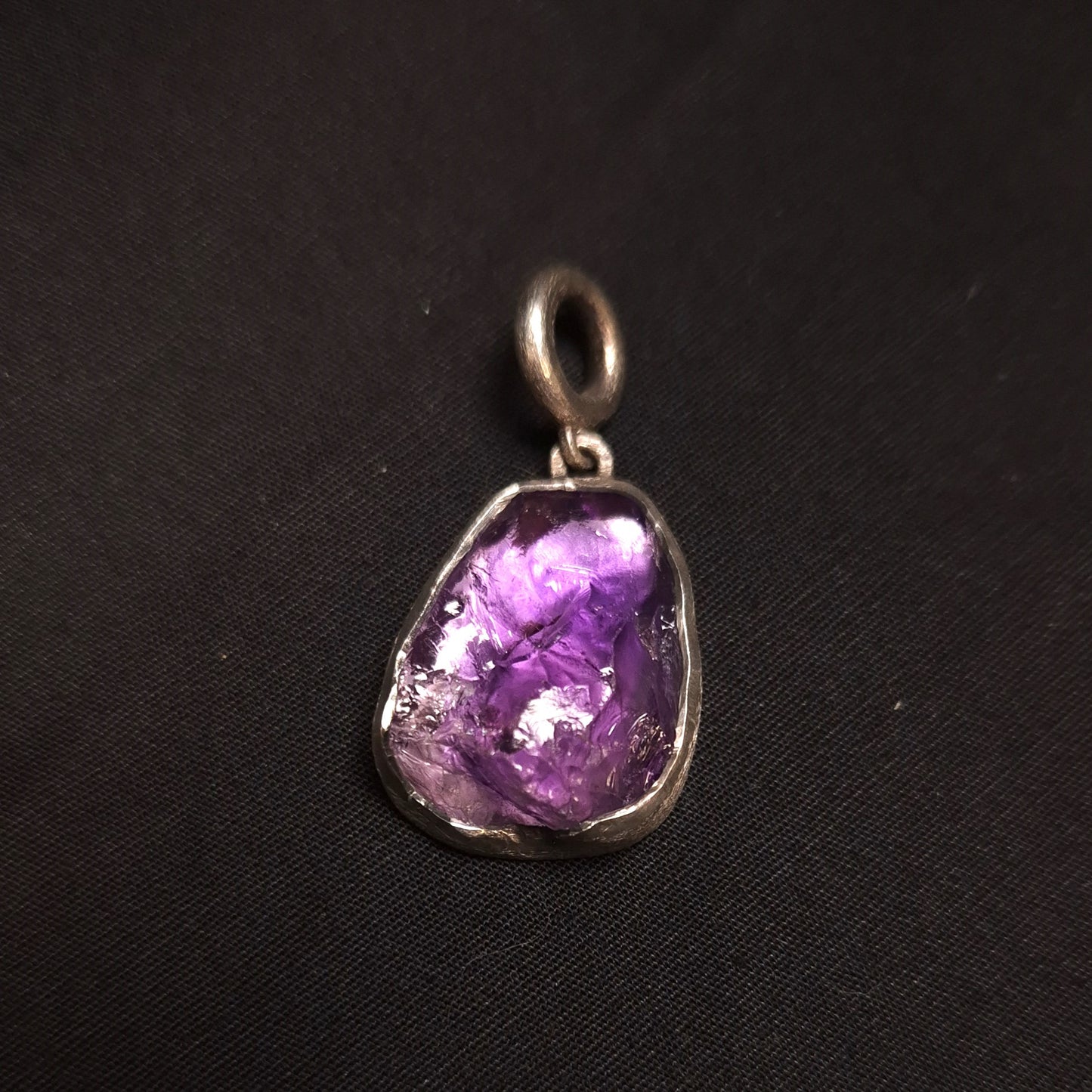 Brushed Silver Amethyst Pendant