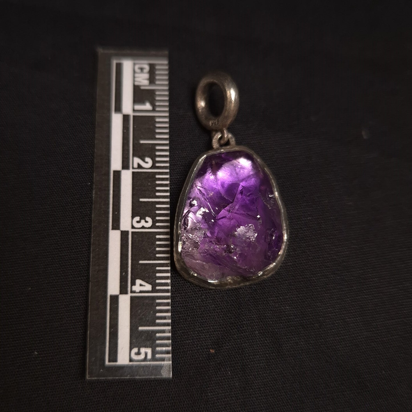 Brushed Silver Amethyst Pendant