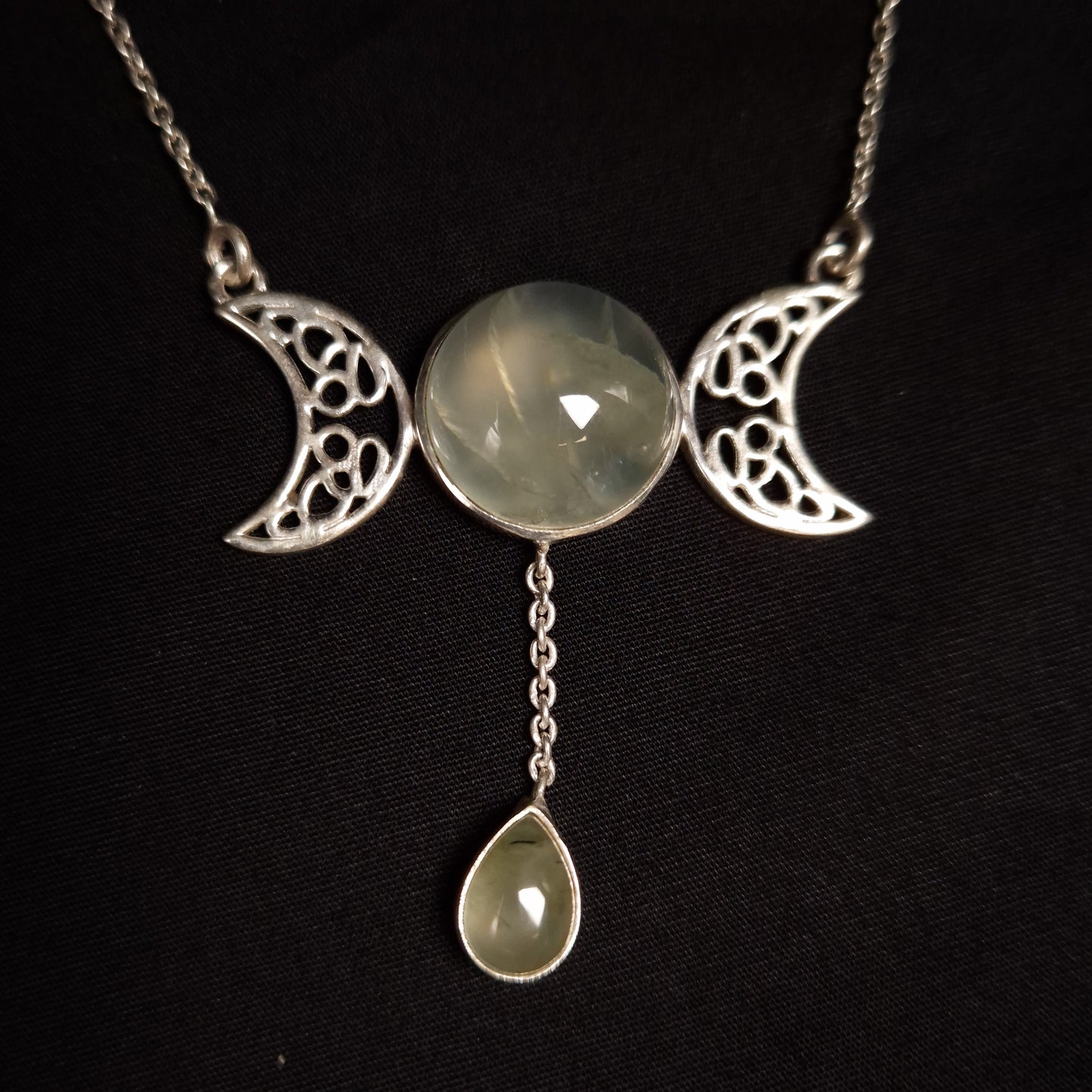 Prehnite Triple Moon Necklace