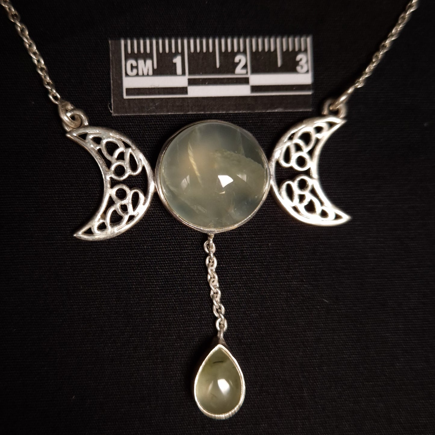 Prehnite Triple Moon Necklace