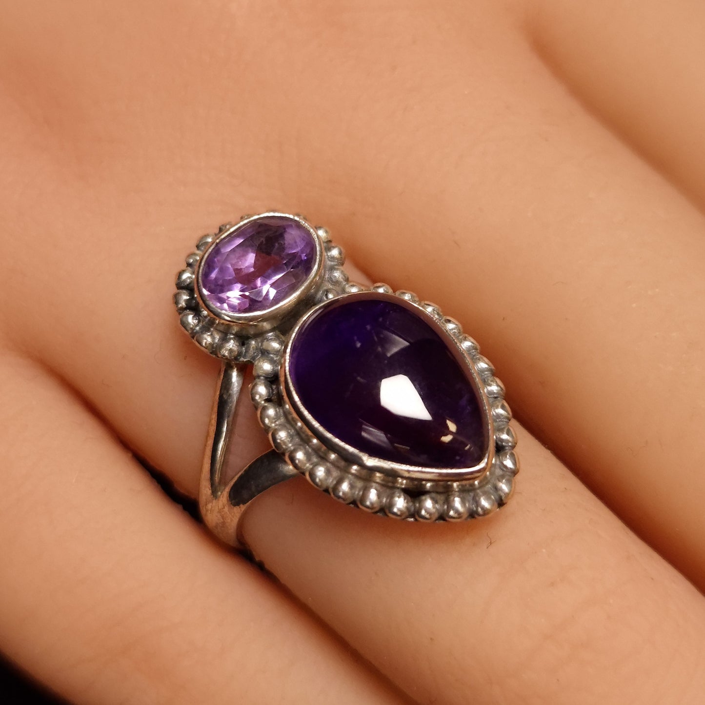 Amethyst 2 Stone Ring