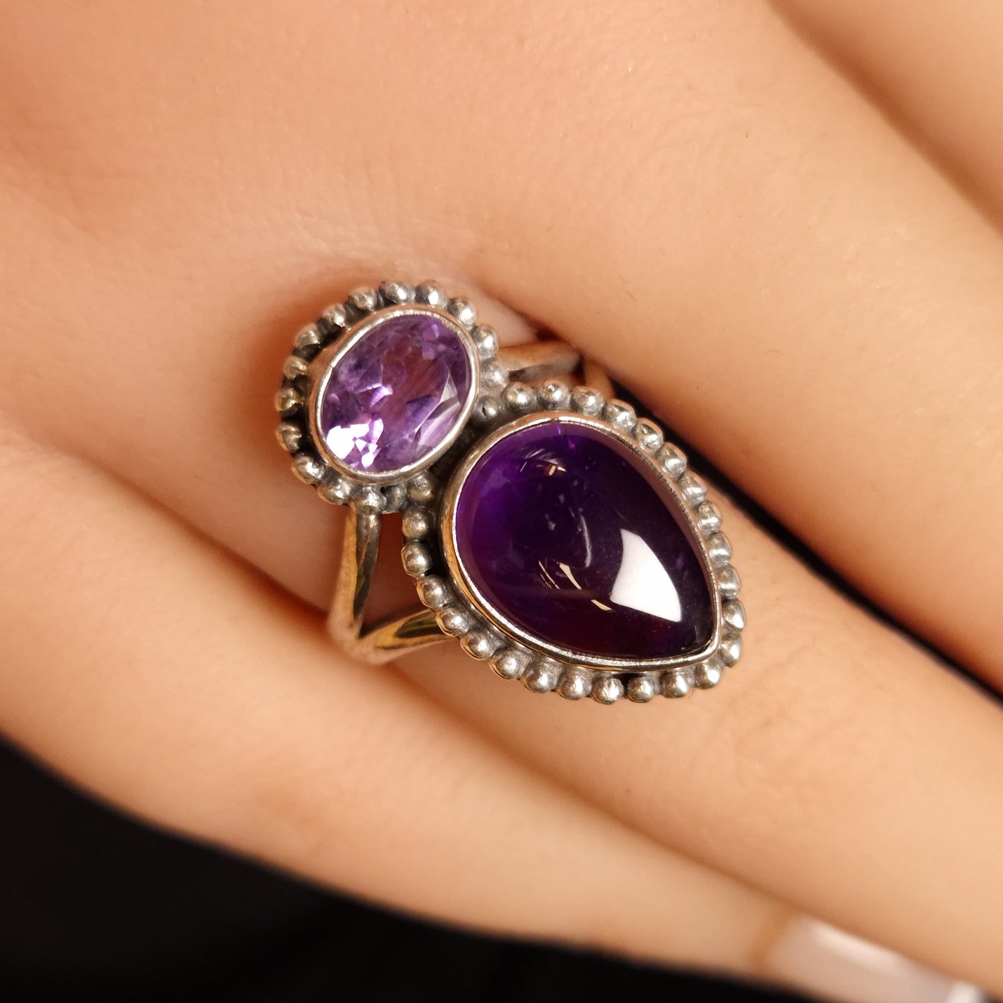 Amethyst 2 Stone Ring