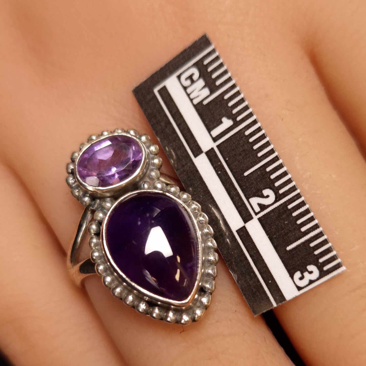 Amethyst 2 Stone Ring