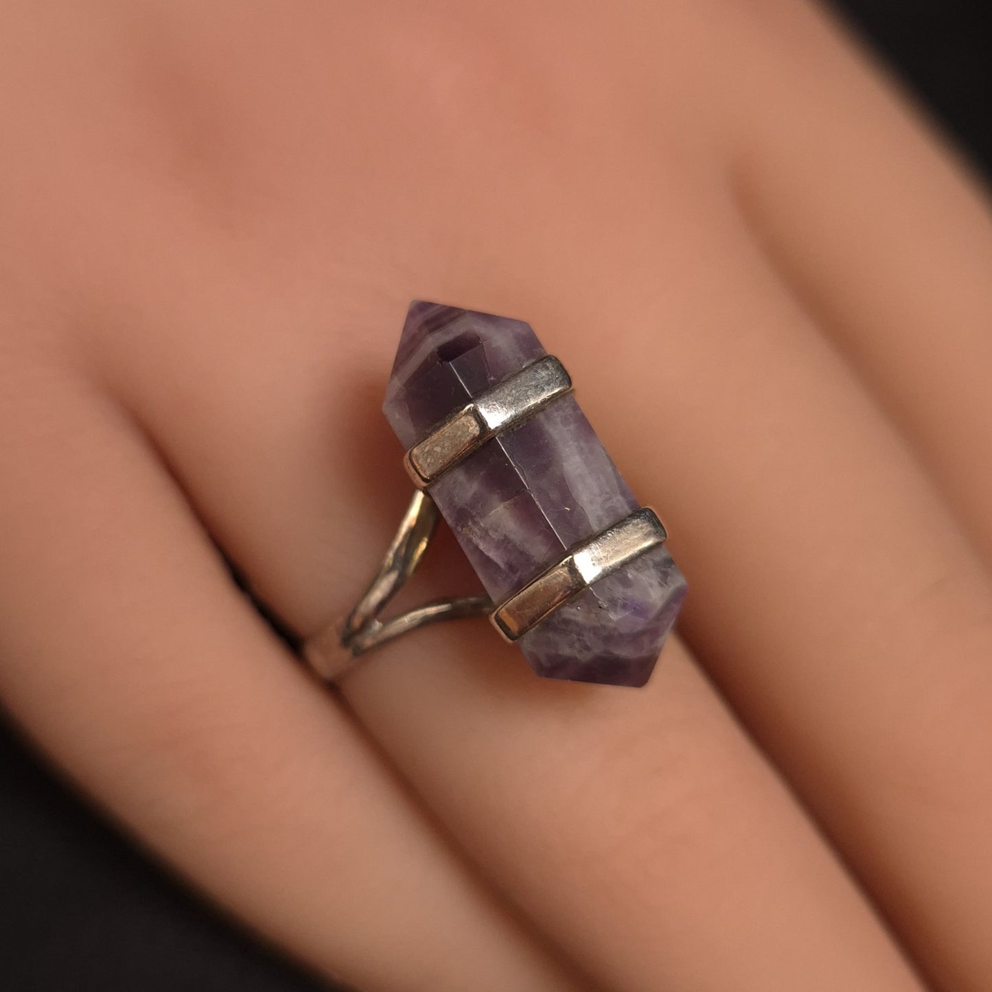 Chevron Amethyst DT Ring