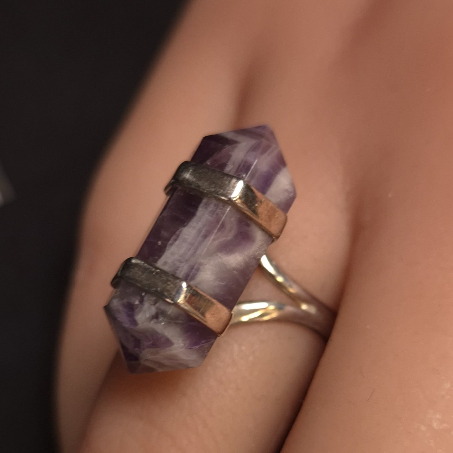 Chevron Amethyst DT Ring