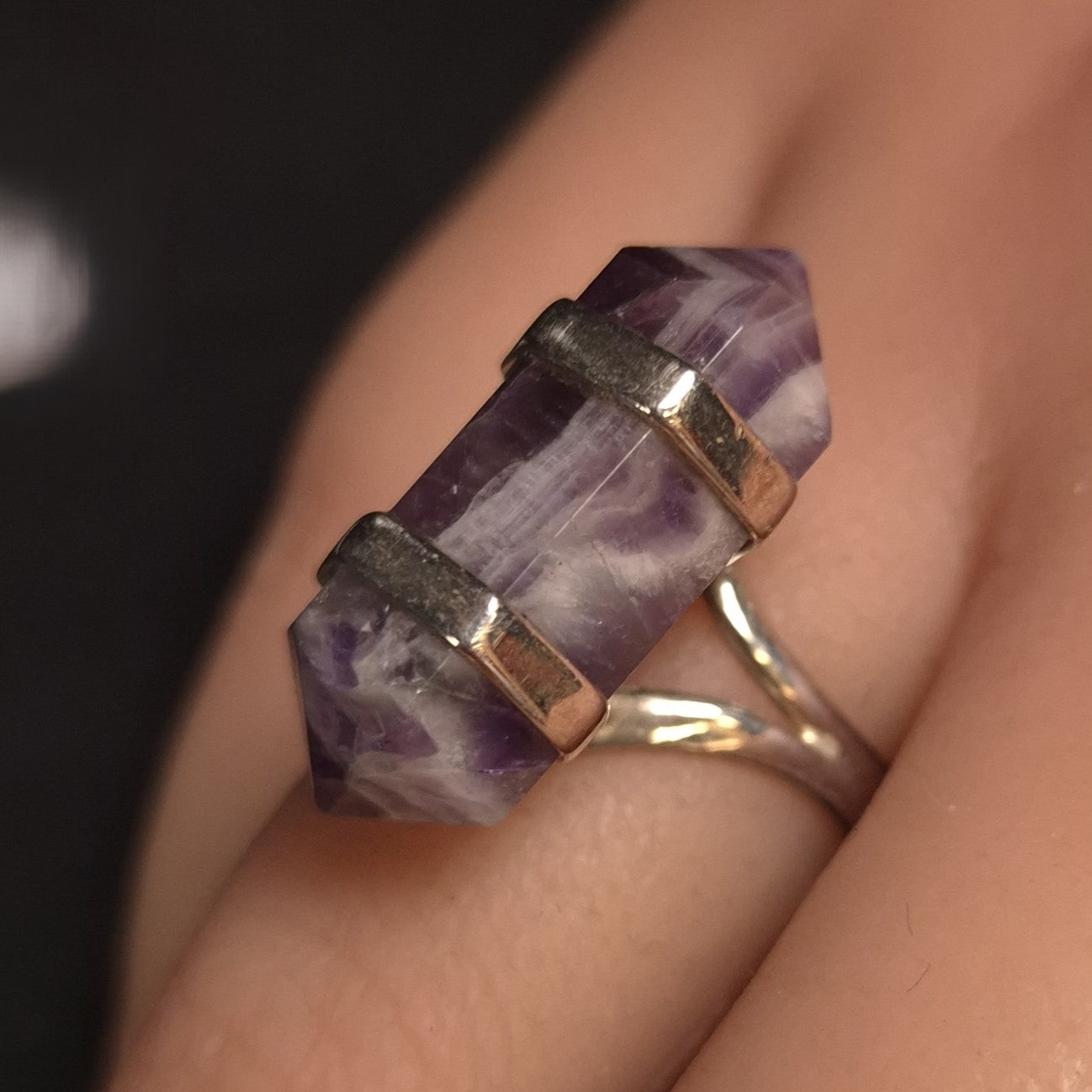 Chevron Amethyst DT Ring