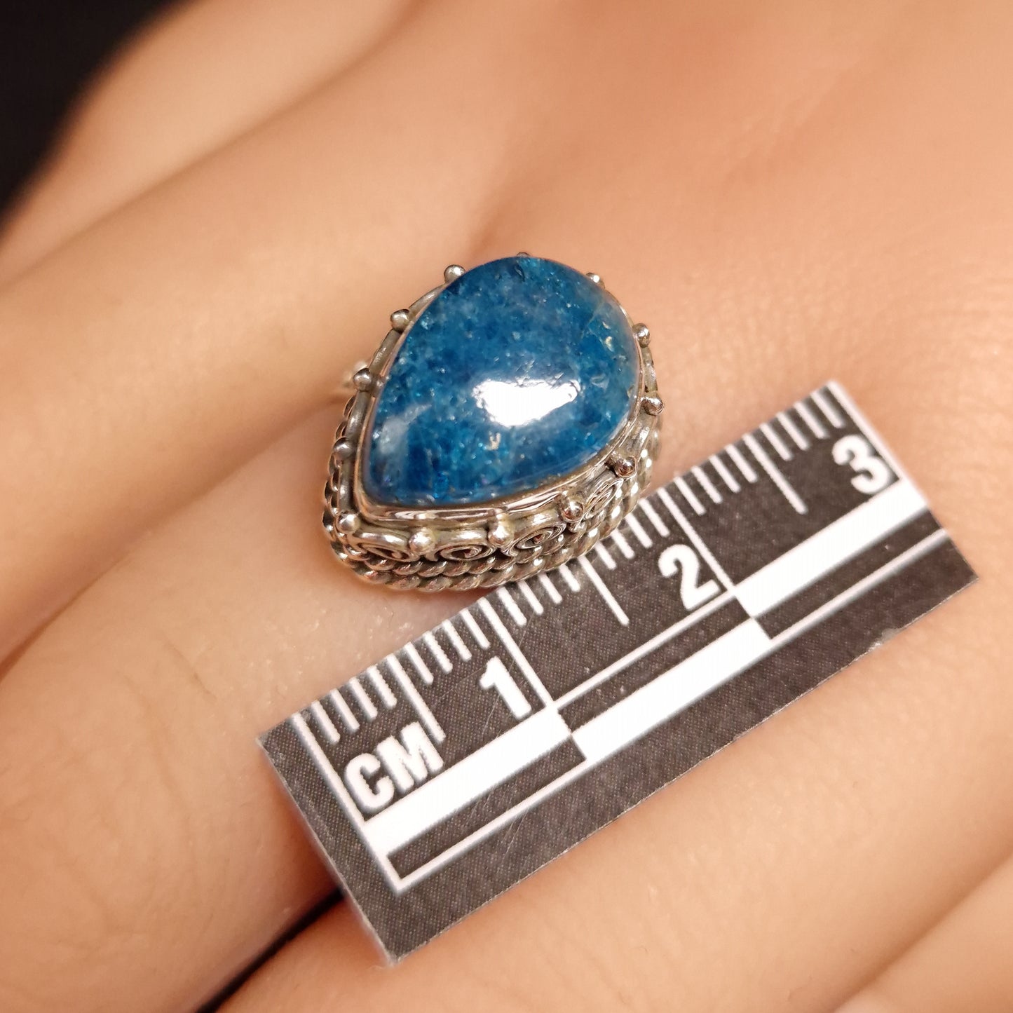 Blue Apatite Teardrop Rings