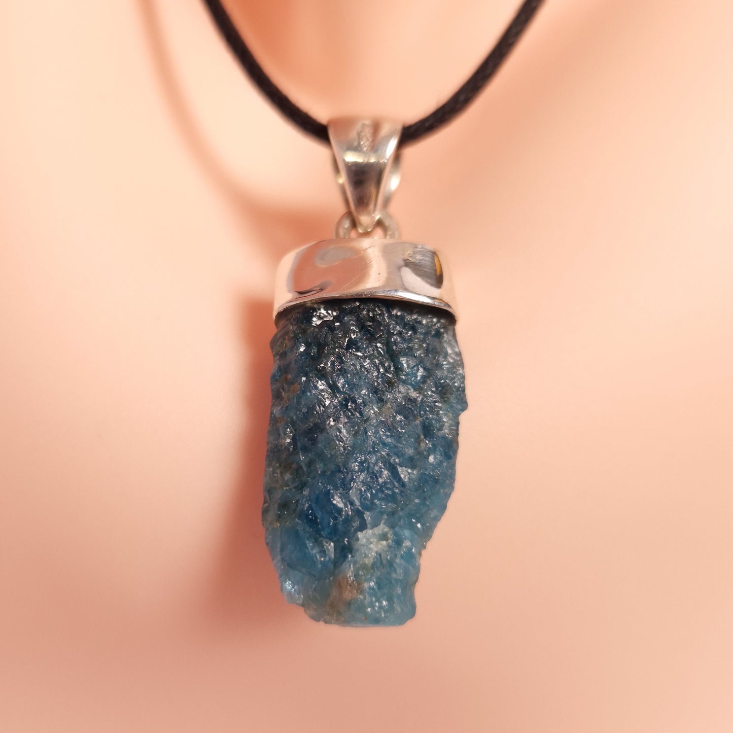 Raw Blue Apatite Pendant