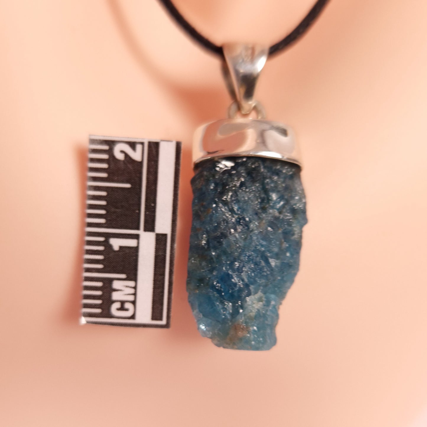 Raw Blue Apatite Pendant
