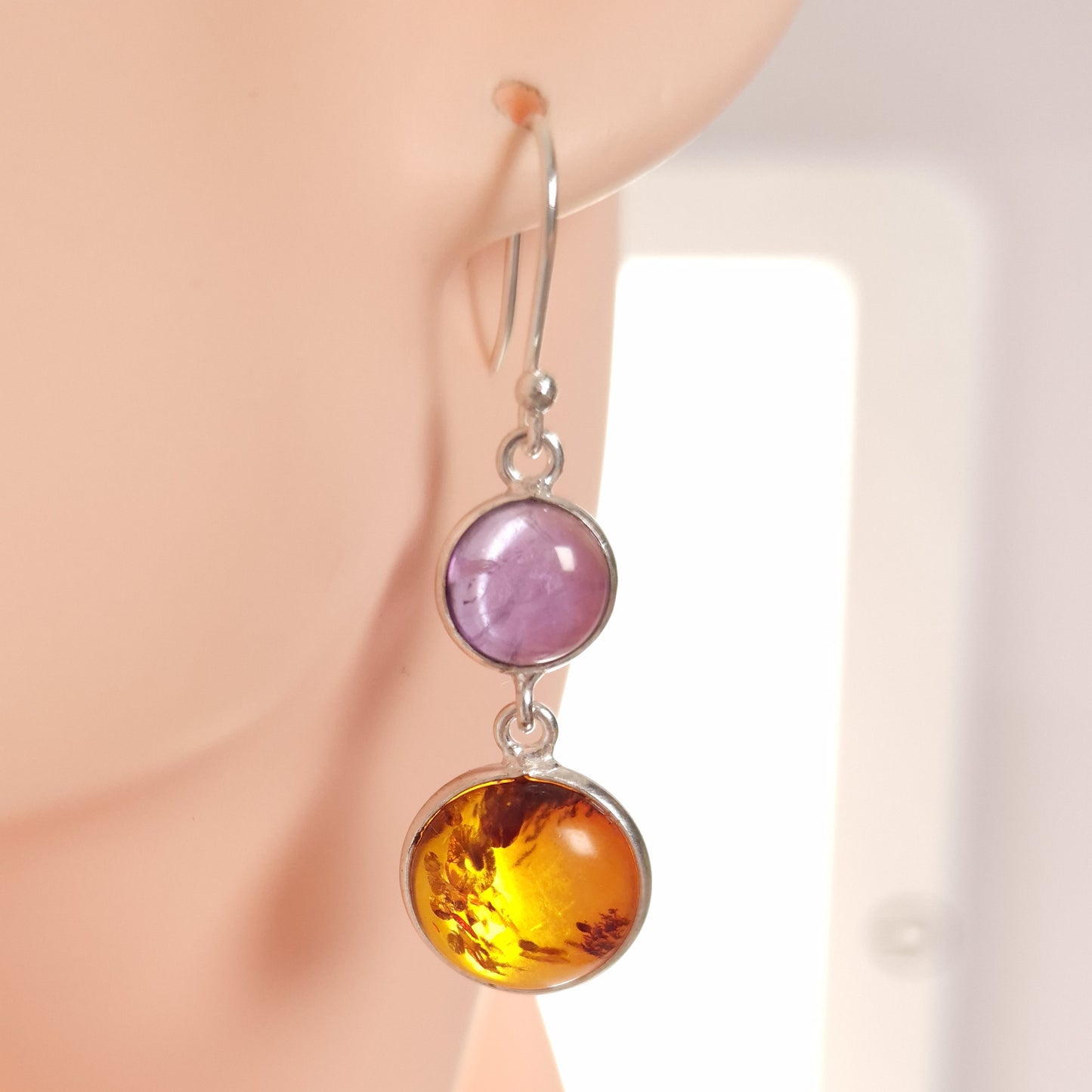 Amber & Amethyst Earrings