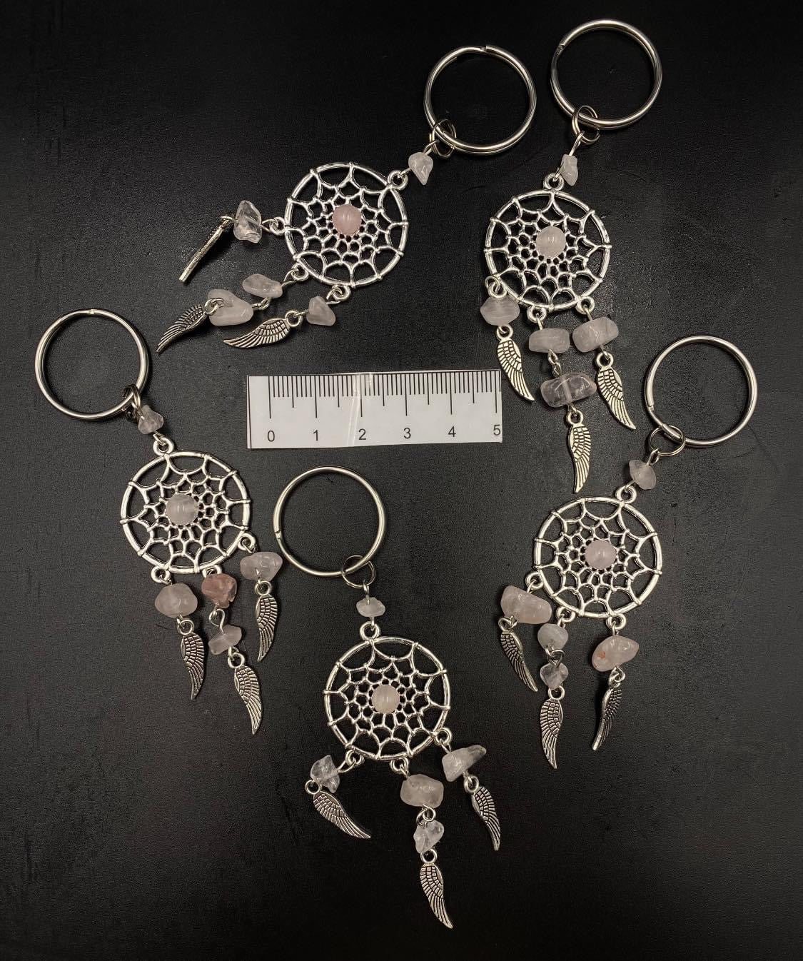 Rose Quartz Dream Catcher Keyring
