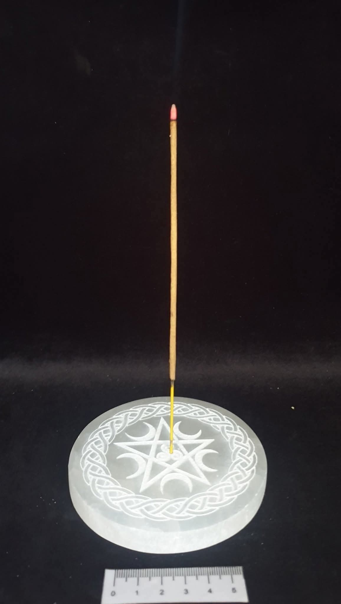 SELENITE PENTAGRAM & MOON INCENSE HOLDER