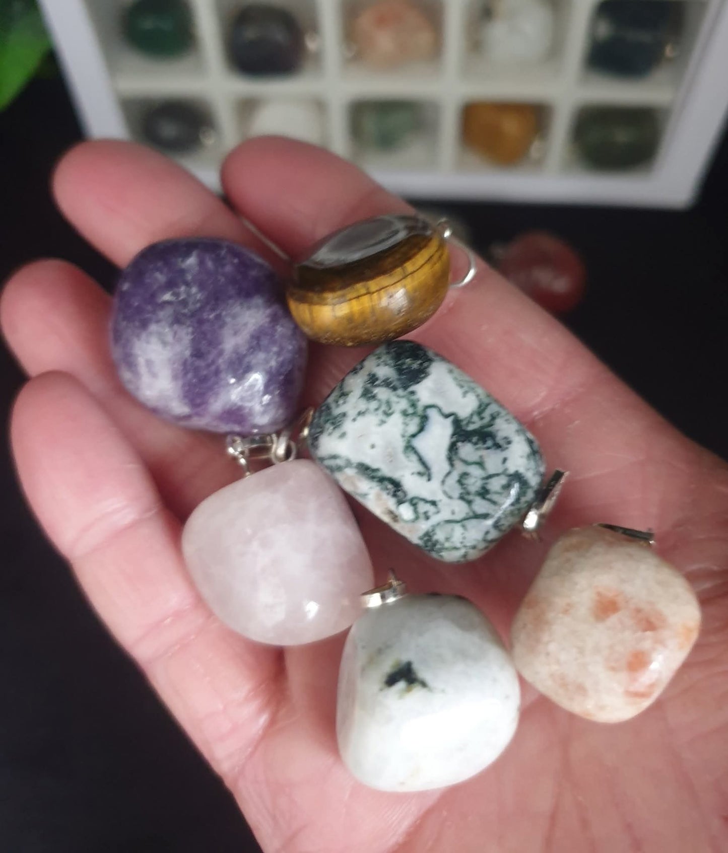 20 ASSORTED TUMBLE STONE PENDANTS