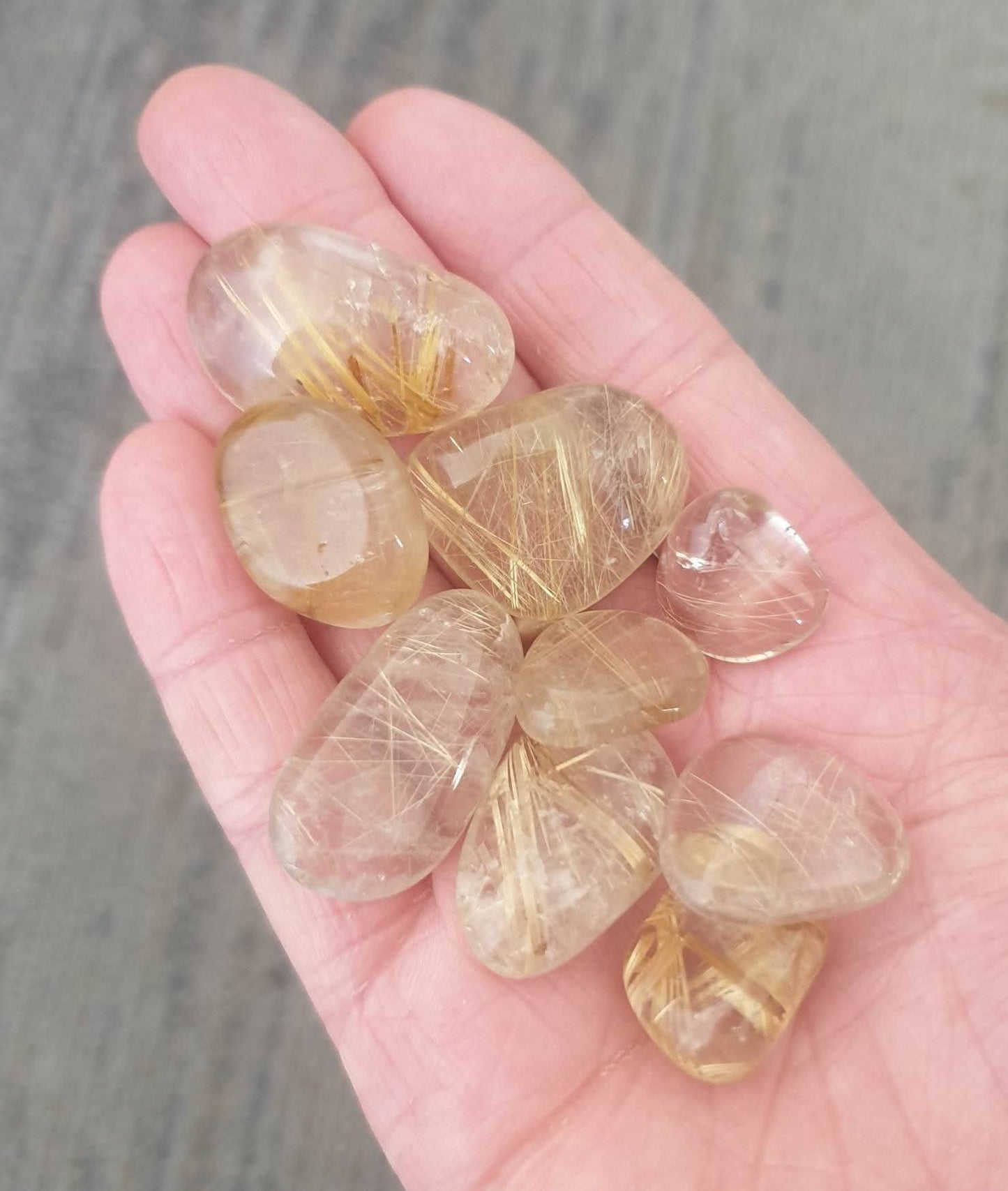 HIGH GRADE RUTILE QUARTZ TUMBLES - 200G