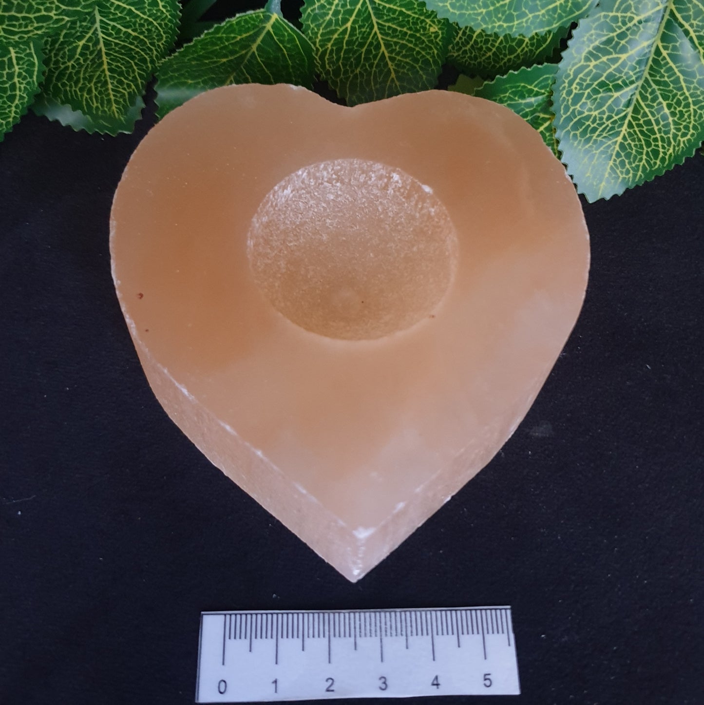 PEACH SELENITE HEART TEALIGHT HOLDER