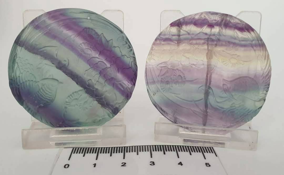 FLUORITE CARVED BIRD ON DISC