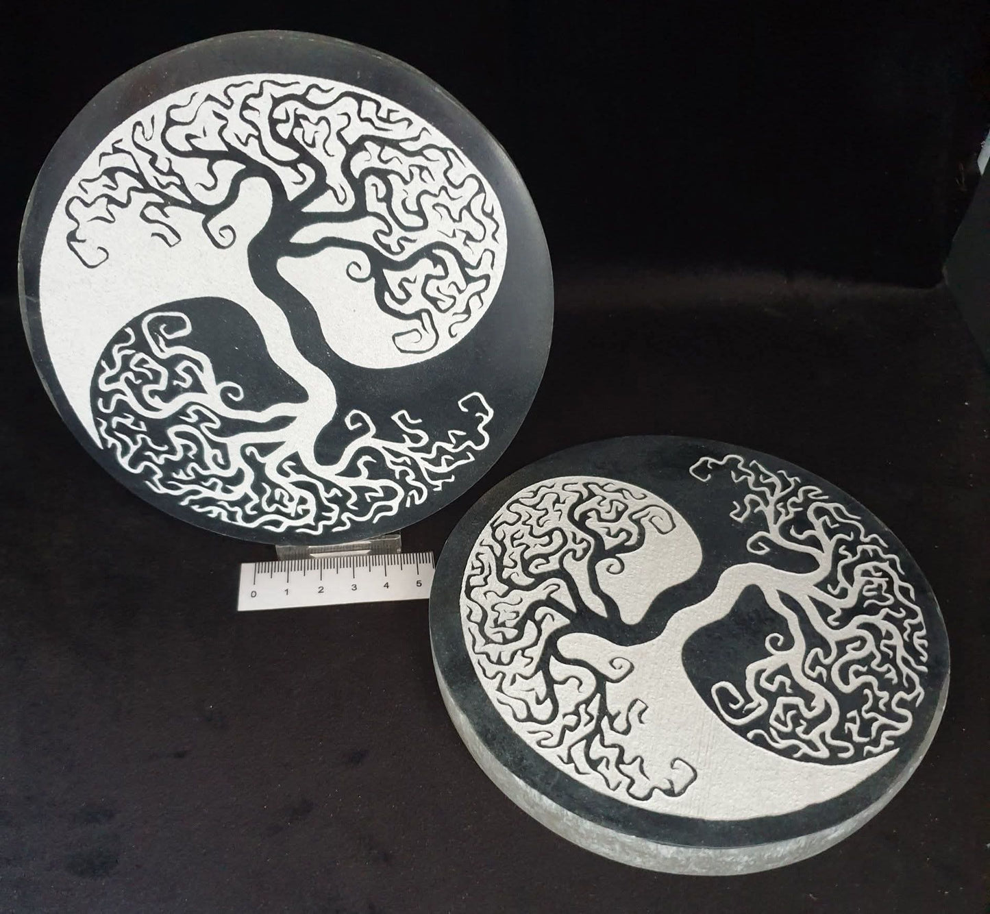 SELENITE YIN YANG TREE OF LIFE CHARGING PLATE