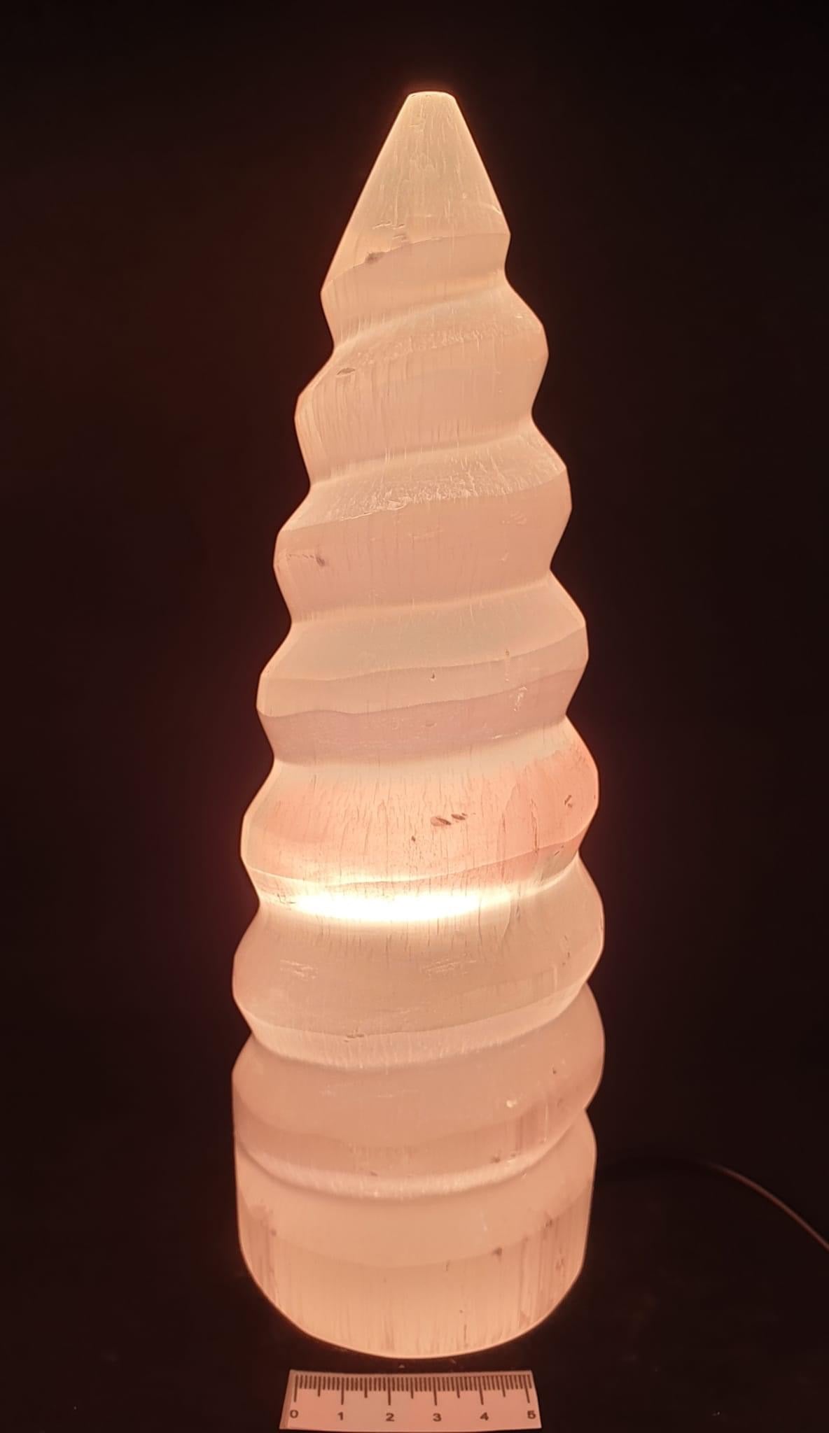 Selenite Spiral Tower 25cm