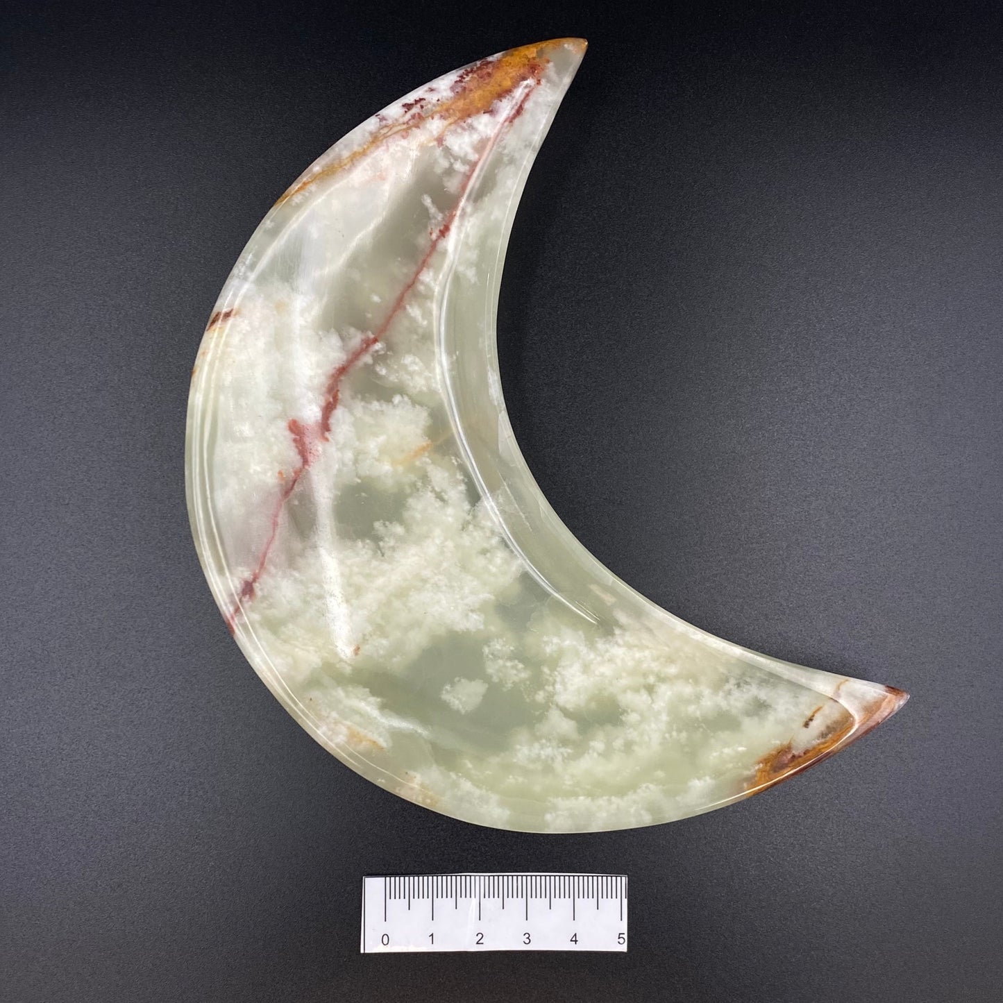 GREEN ONYX CRESCENT MOON TRINKET DISH - LARGE