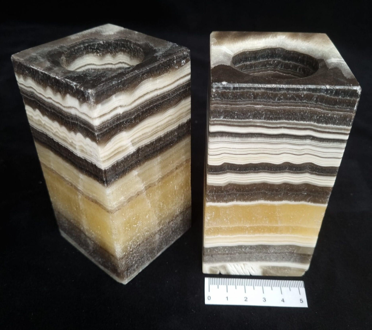 Zebra Onyx Prism Candle Holders