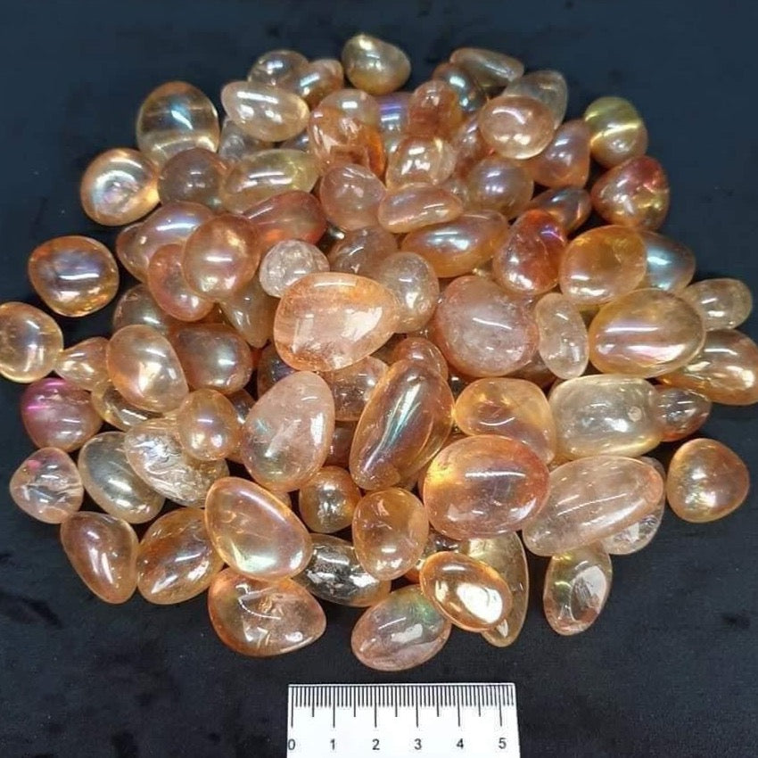 Orange Aura Quartz Tumbles