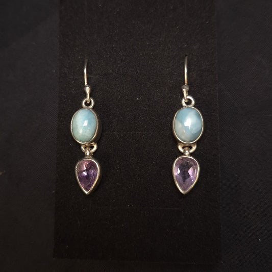 LARIMAR & AMETHYST EARRINGS