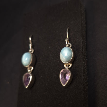 LARIMAR & AMETHYST EARRINGS