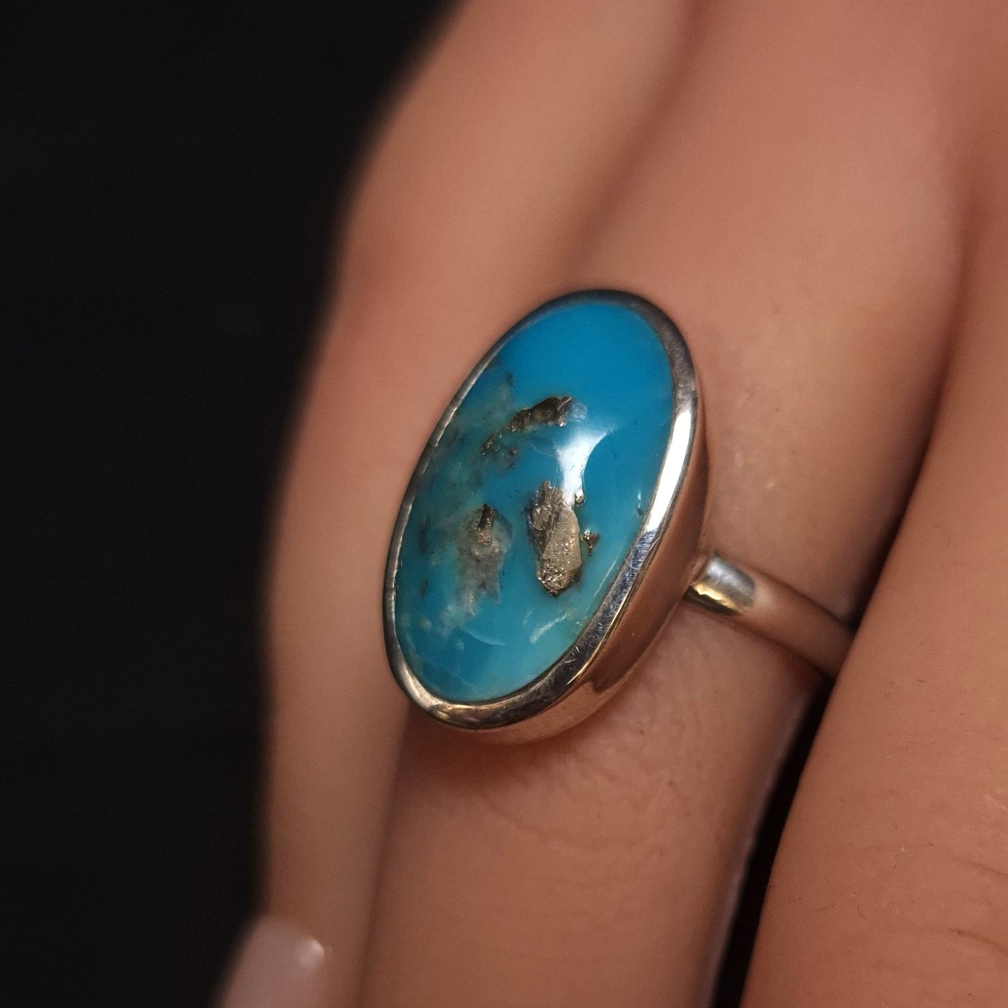 Turquoise & Pyrite Ring size 7