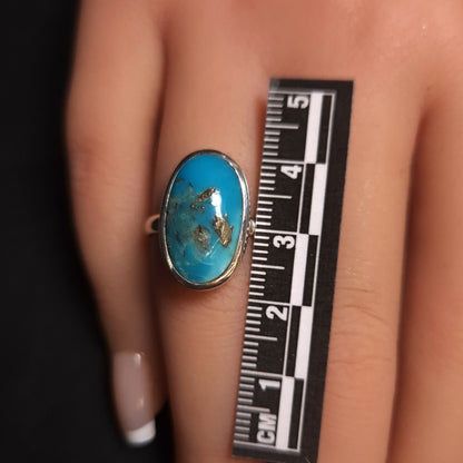 Turquoise & Pyrite Ring size 7