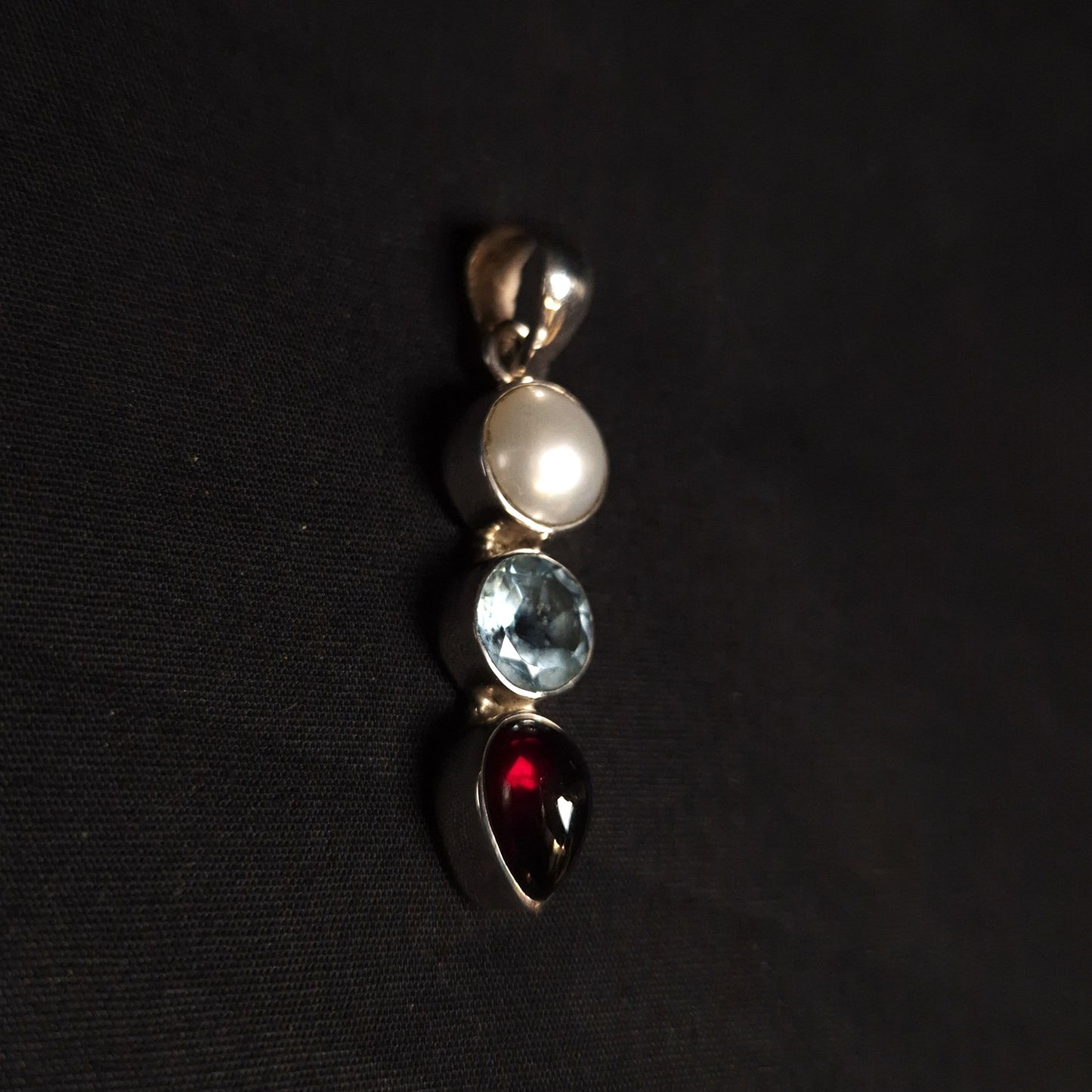 Pearl Blue Topaz & Garnet Pendant