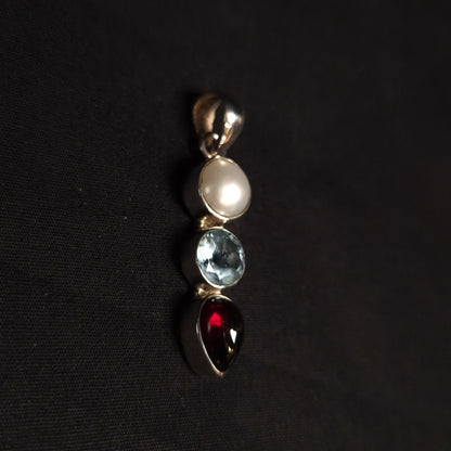 Pearl Blue Topaz & Garnet Pendant
