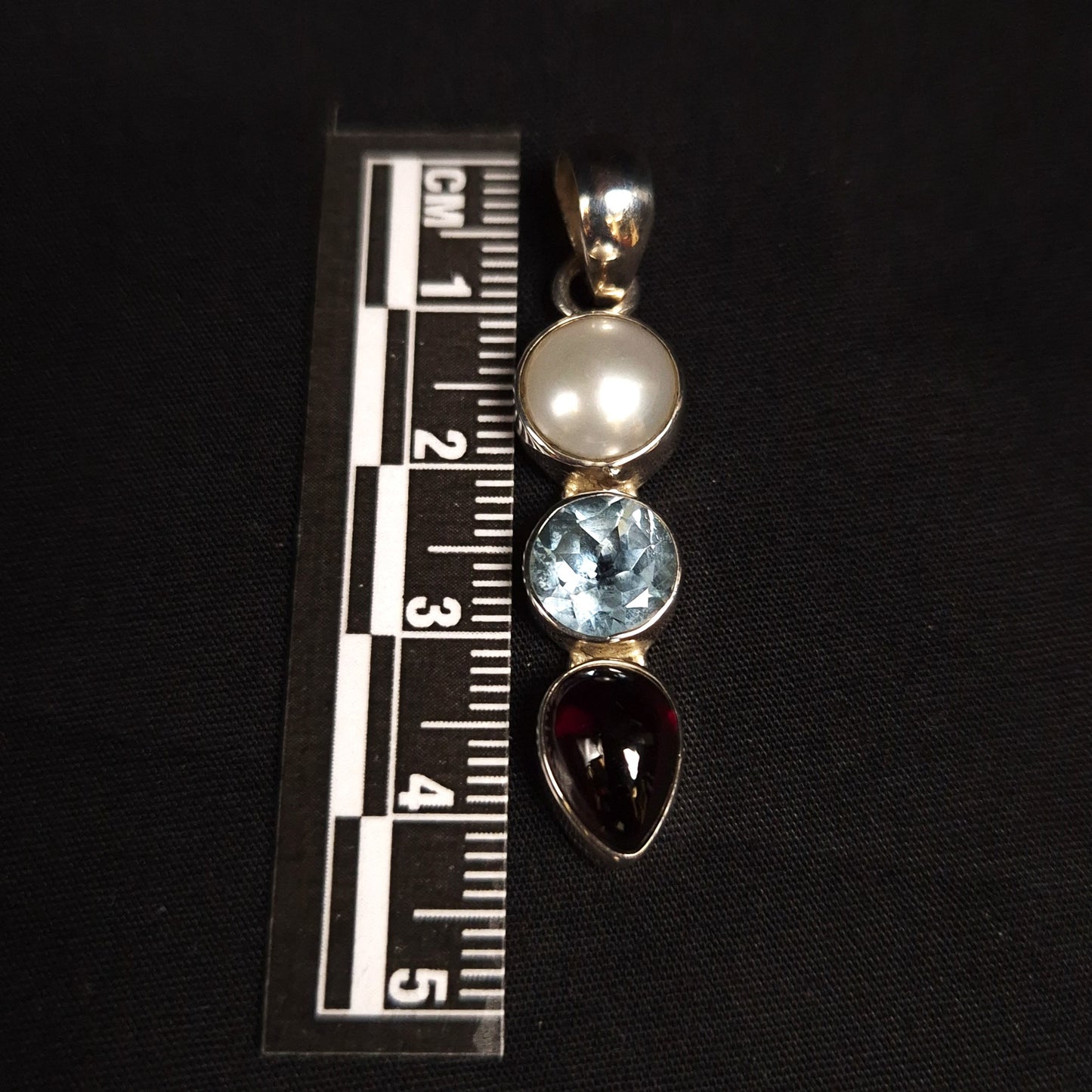 Pearl Blue Topaz & Garnet Pendant