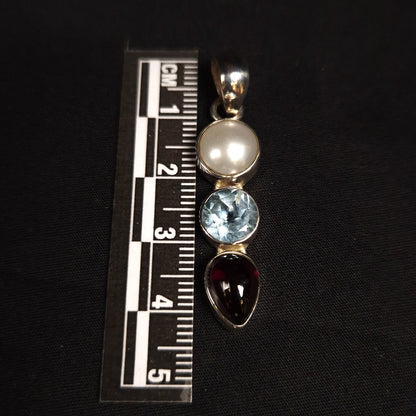 Pearl Blue Topaz & Garnet Pendant