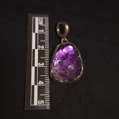 Brushed Silver Amethyst Pendant
