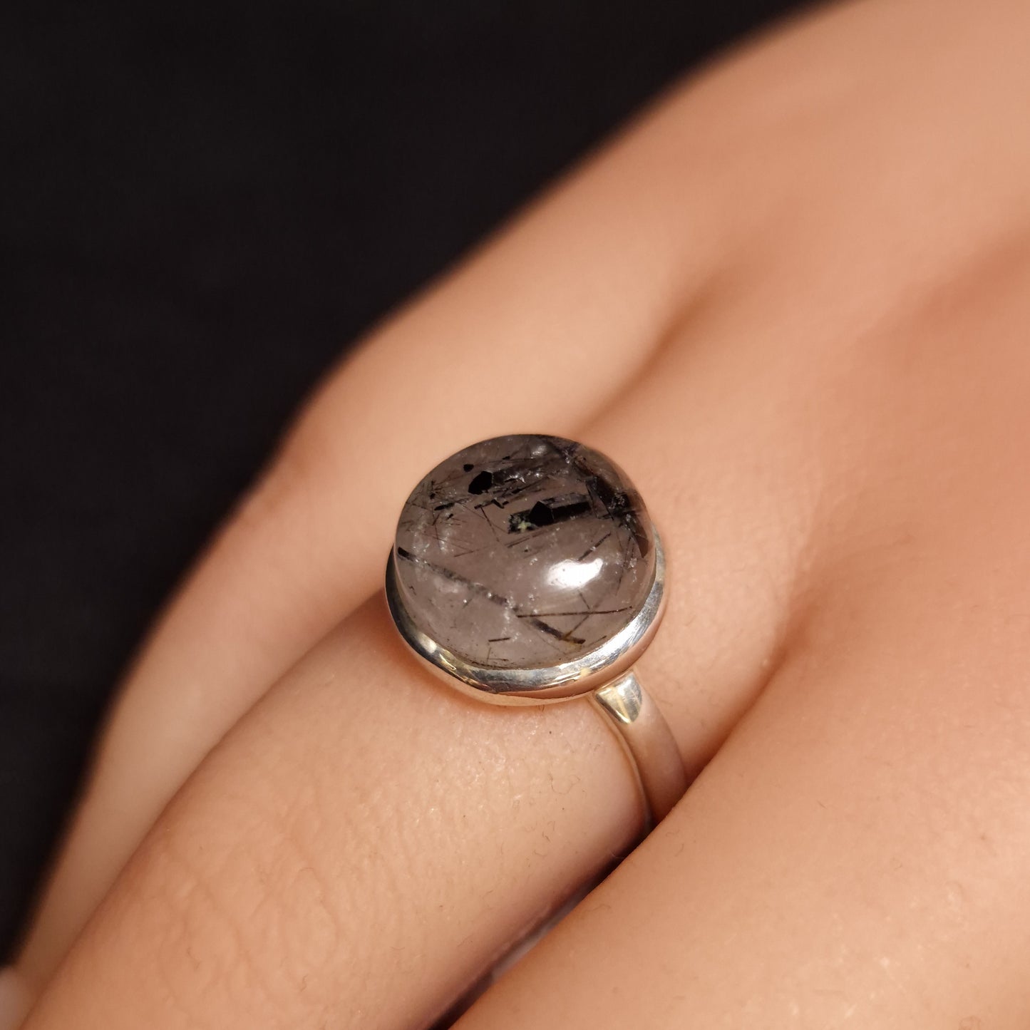 Tourmaline in Quartz Ring size 8