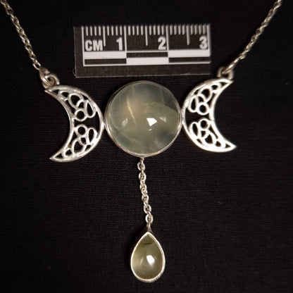 Prehnite Triple Moon Necklace