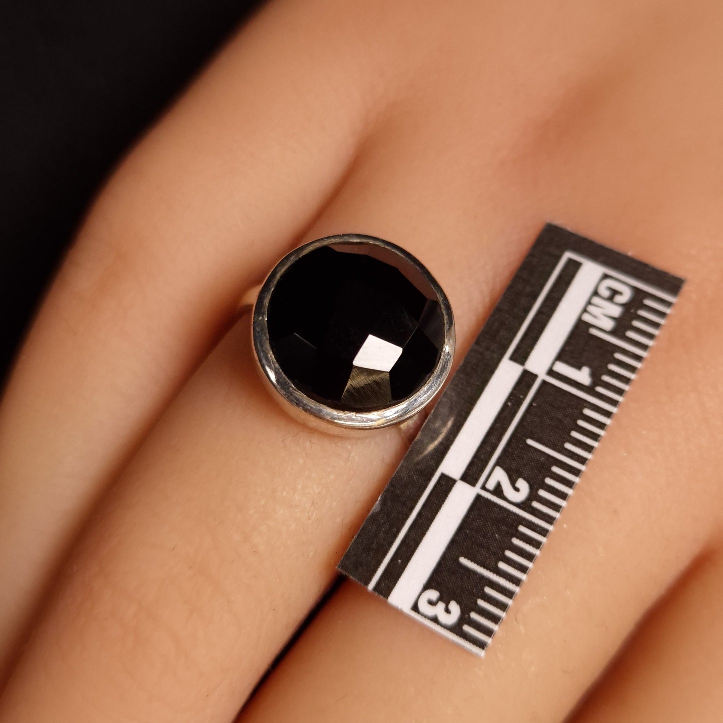 Faceted Black Obsidian Ring