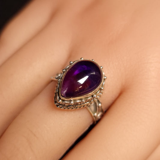 Amethyst Teardrop Rings