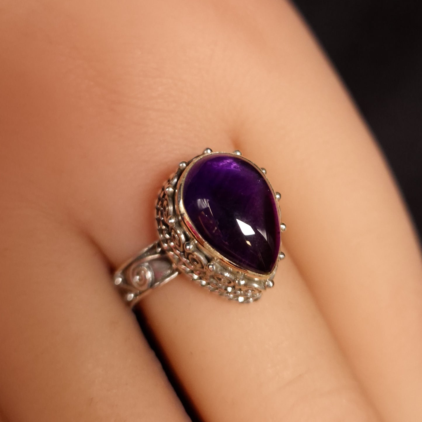 Amethyst Teardrop Rings