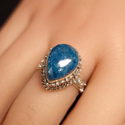 Blue Apatite Teardrop Rings