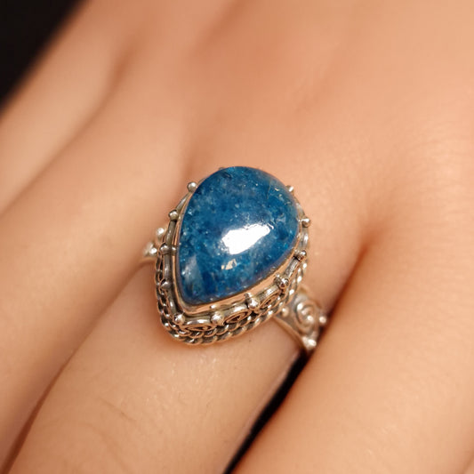 Blue Apatite Teardrop Rings