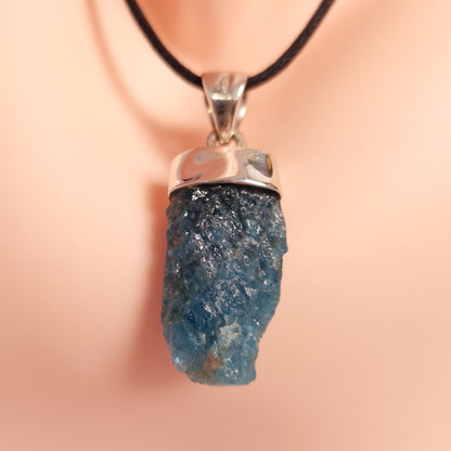Raw Blue Apatite Pendant