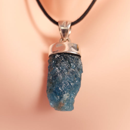 Raw Blue Apatite Pendant