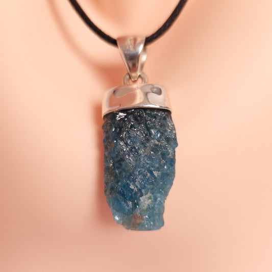 Raw Blue Apatite Pendant