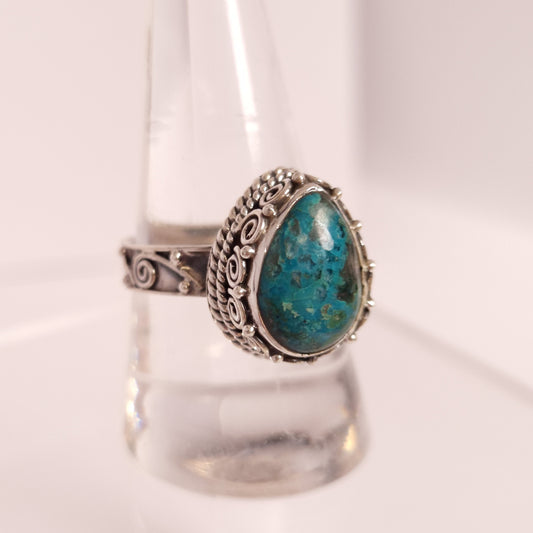 Shattuckite Teardrop Ring