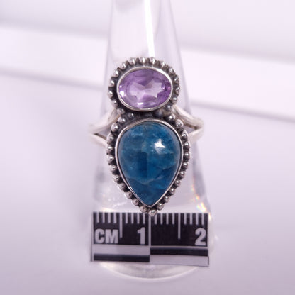 Blue Apatite & Amethyst Ring