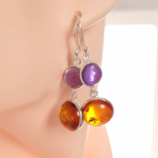 Amber & Amethyst Earrings