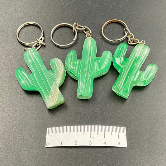 Dyed Green Onyx Cactus Keychains